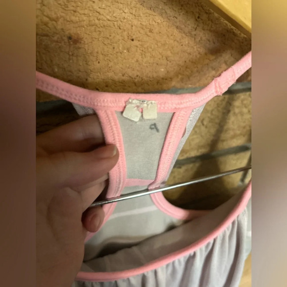 Lululemon No Limits Tank Grey & Pink Striped Tank Top Size 10 - Picture 2 of 5